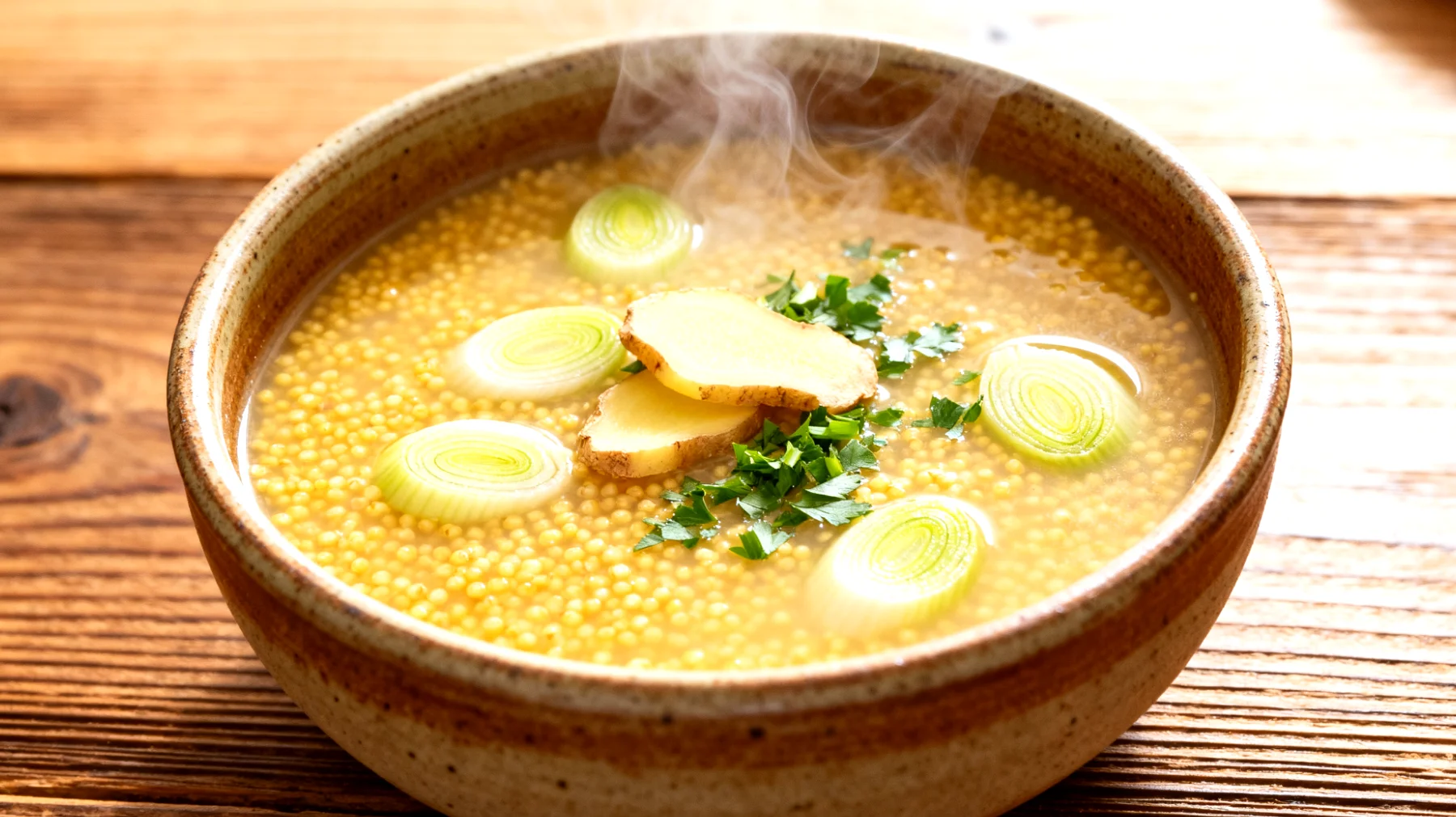 Zuppa di miglio con finocchio e zenzero"