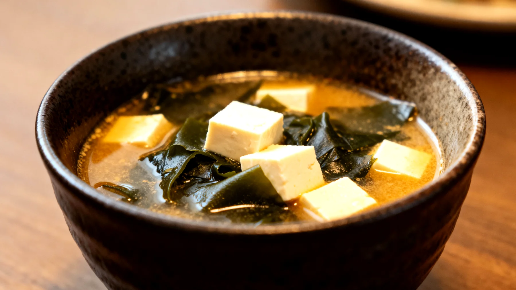 Zuppa di miso con alghe wakame e tofu"