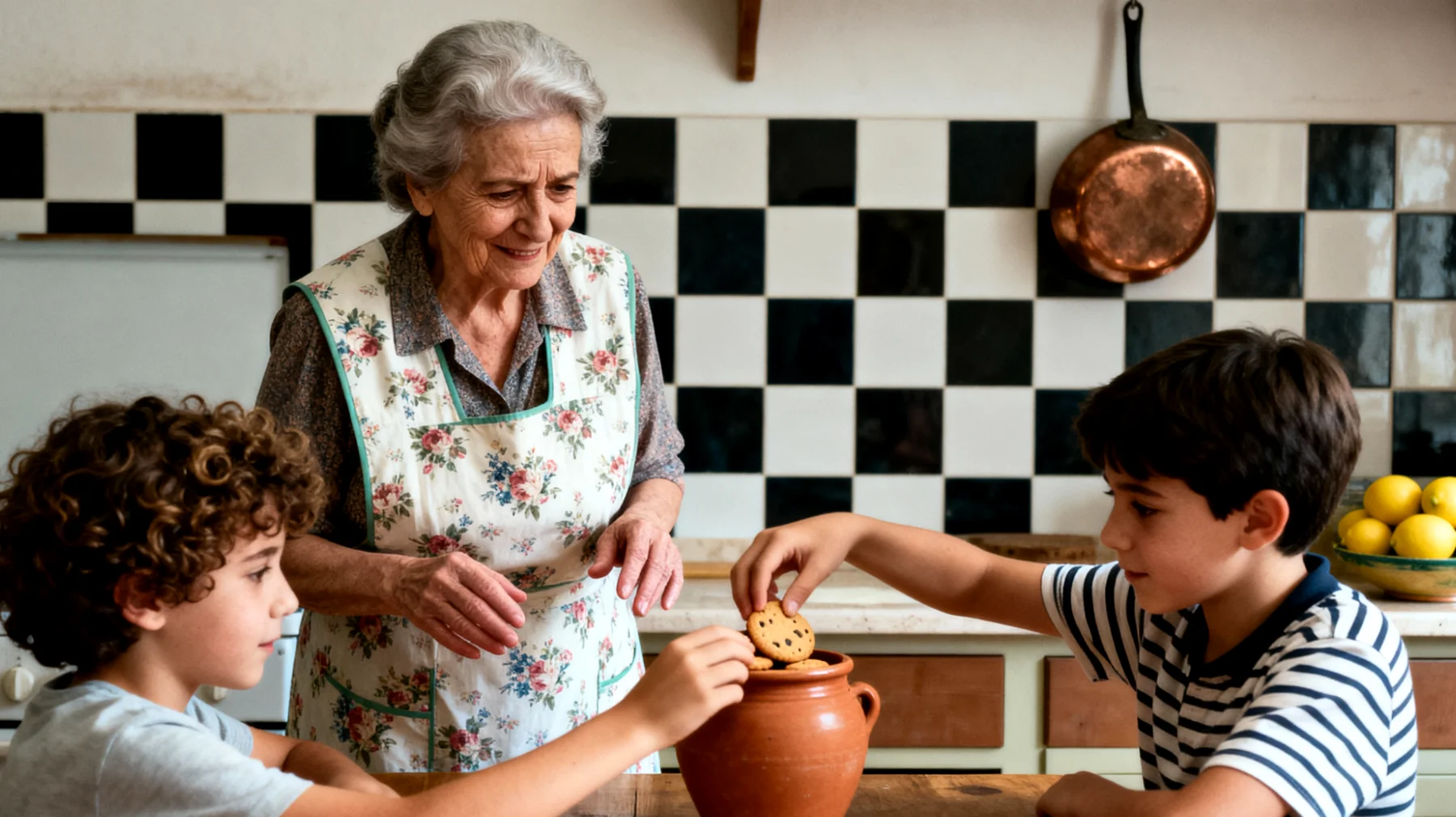Nonna che fatica a stabilire limiti e regole con i nipoti bambini per paura di perdere il loro affetto, creando situazioni in cui i piccoli ottengono sempre ciò che vogliono durante il tempo trascorso insieme"