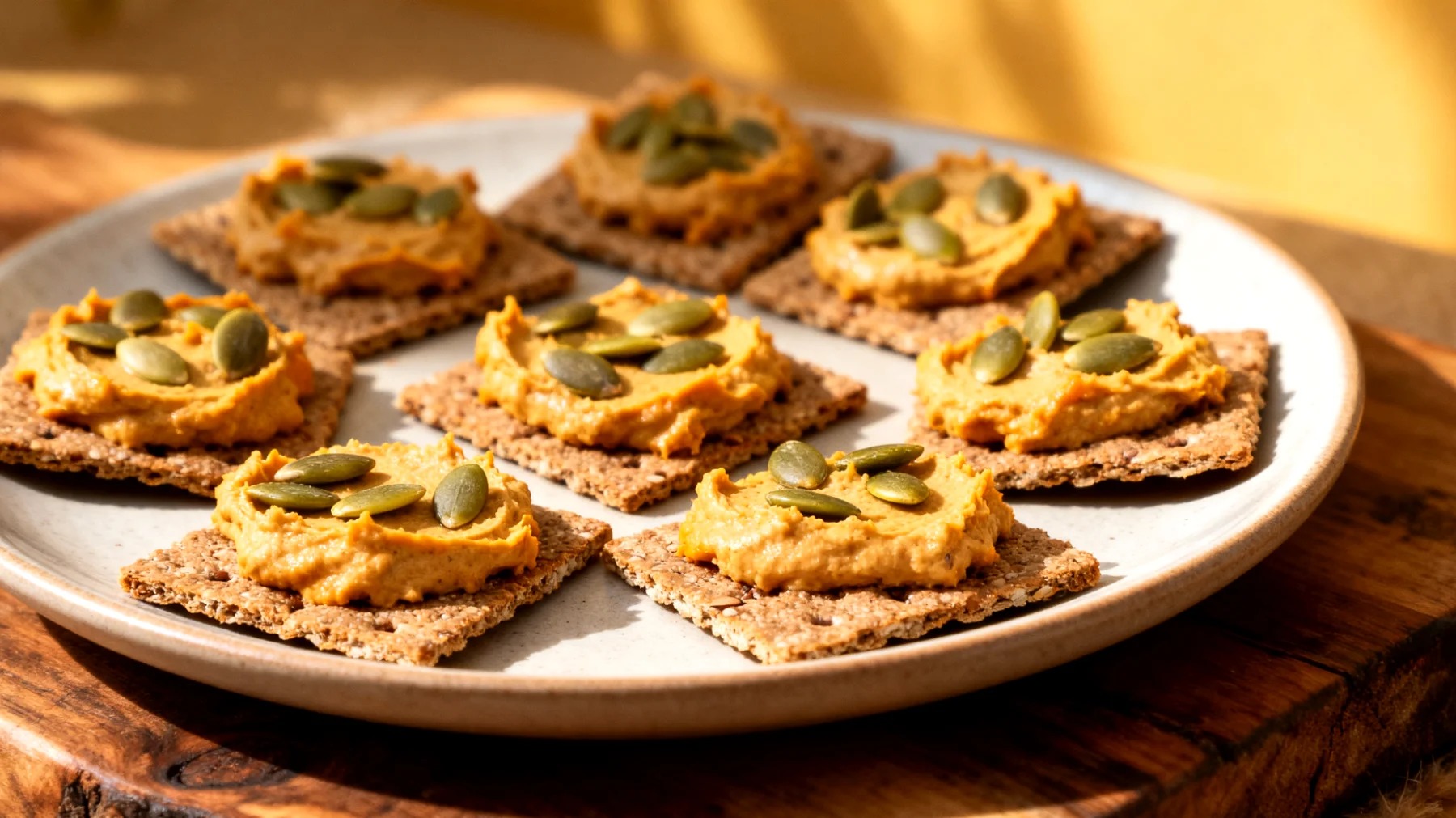 Crackers di grano saraceno con crema di semi di zucca"