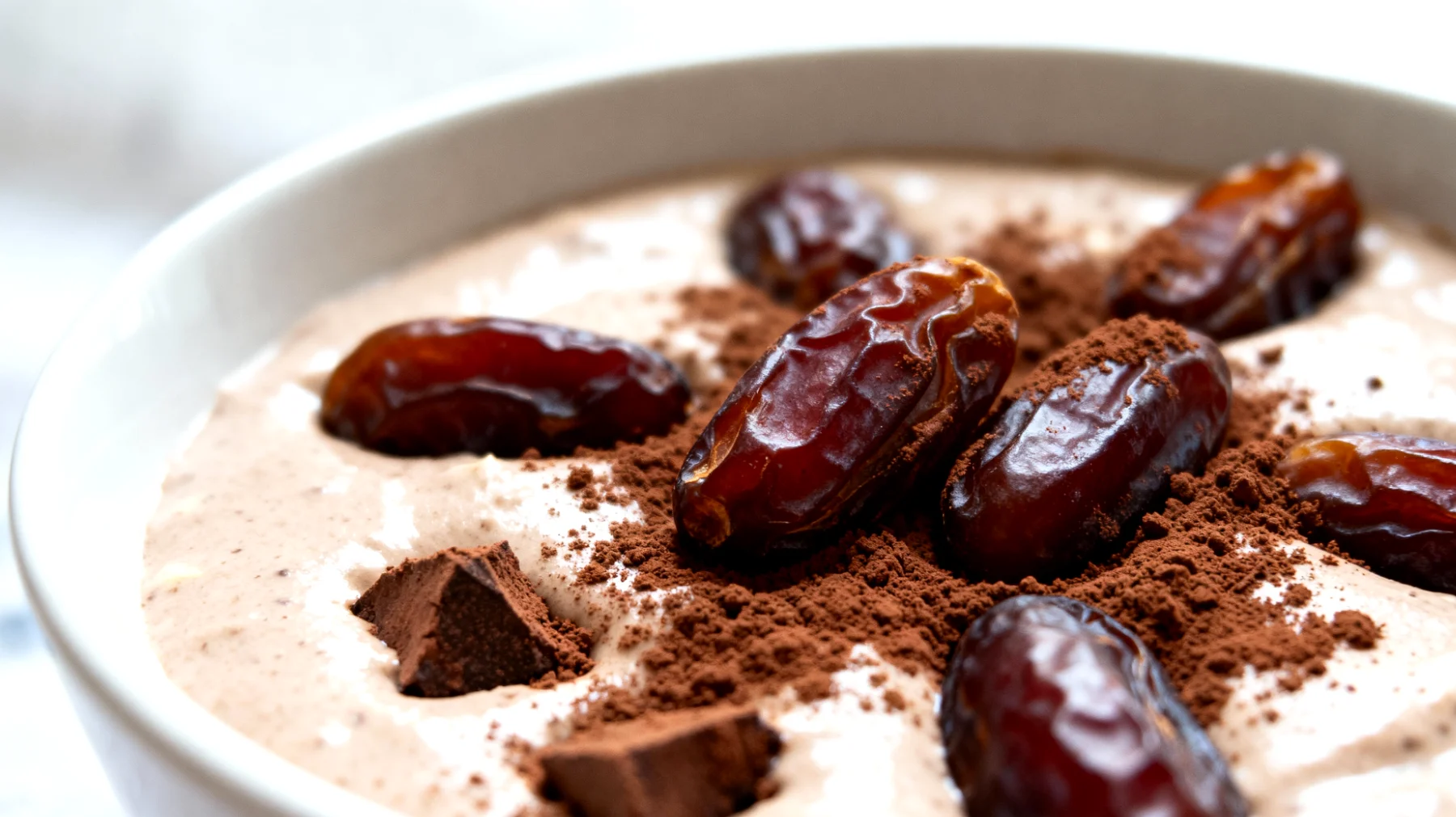 Crema di anacardi con datteri e cacao crudo"