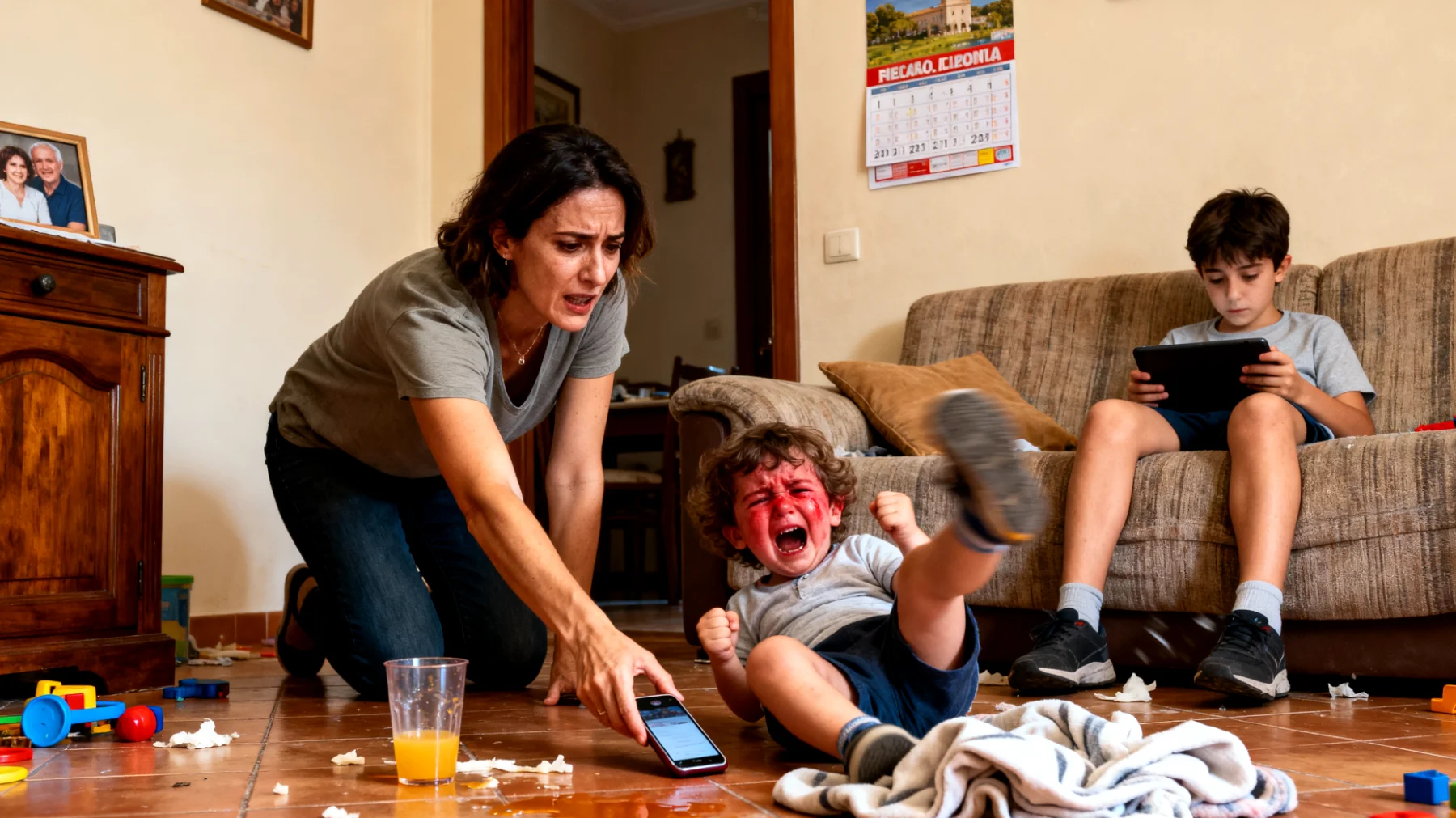 Mamma in difficoltà nel gestire l'uso eccessivo di smartphone e tablet da parte dei bambini, con conseguenti capricci quando viene imposto un limite di tempo e preoccupazione per gli effetti sulla loro creatività, socialità e sviluppo cognitivo"