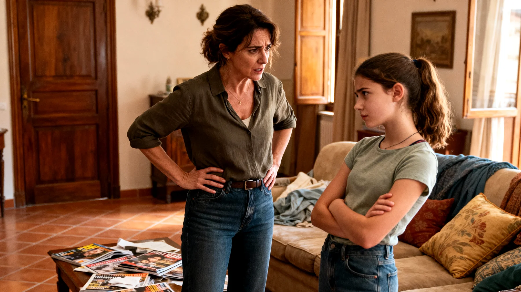 Mamma che fatica a gestire il comportamento ribelle e oppositivo della figlia adolescente, che sfida continuamente l'autoritĆ materna con risposte aggressive, rifiuta di rispettare le regole domestiche e assume atteggiamenti provocatori che creano tensione costante in famiglia"