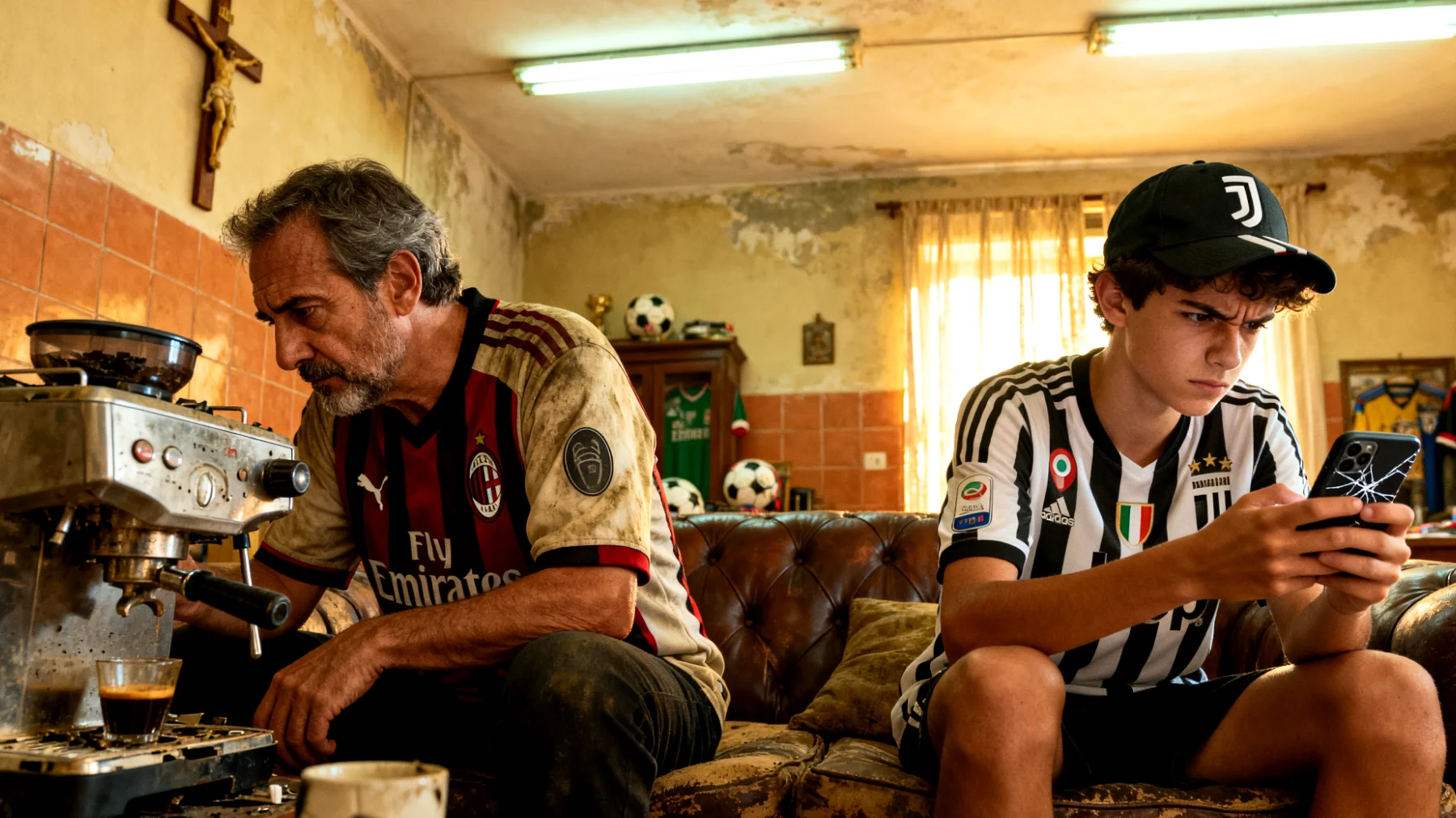 Papà che fatica a comprendere e accettare i valori, le scelte di vita e gli interessi degli adolescenti, creando incomprensioni e distanza emotiva dovute alle differenze generazionali"