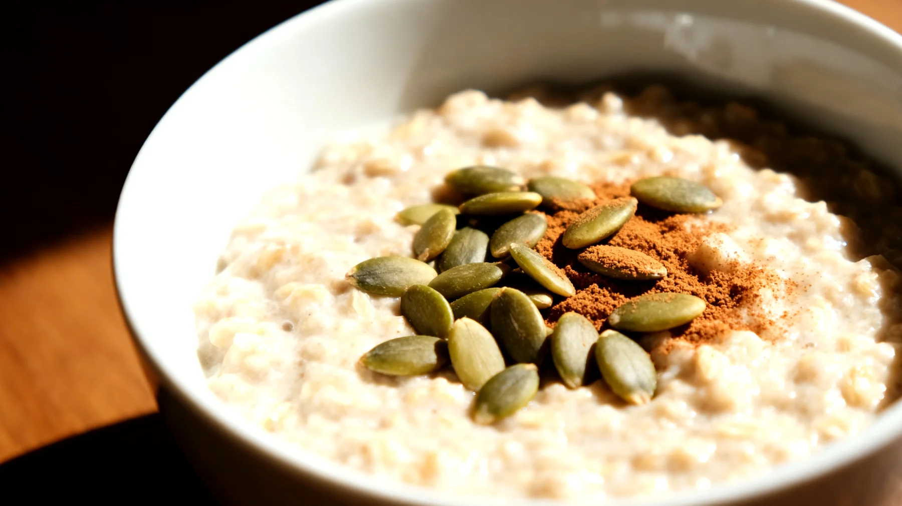 Crema di avena fermentata con semi di zucca e cannella"